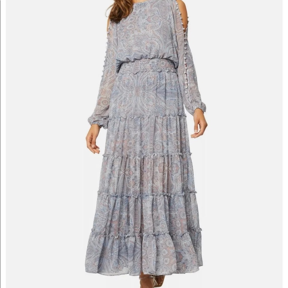 MISA LOS ANGELES ANYA TIERED MAXI DRESS XS